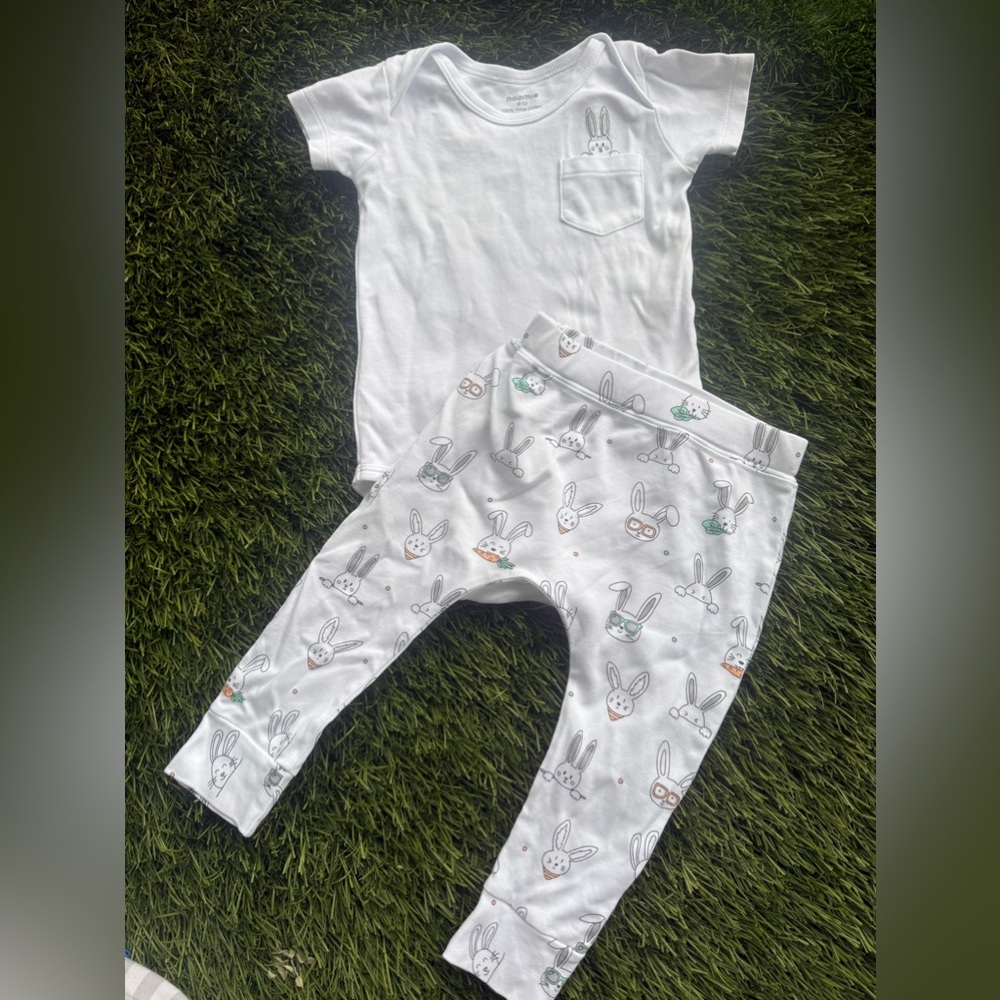 NOOMIE 9-12m baby boy bunny outfit set Easter
